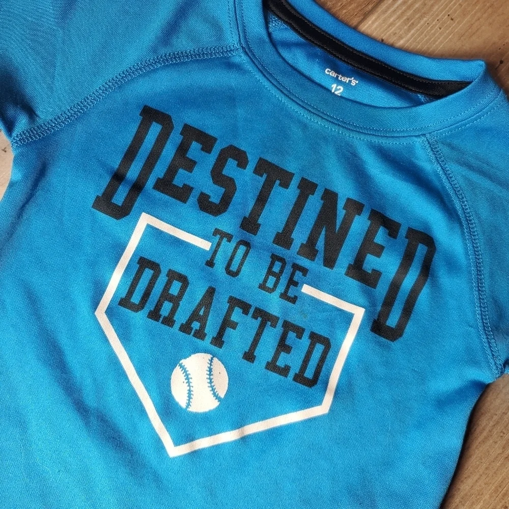 Carter's Size 12m Blue Baby Boy Baseball Athletic T-Shirt EUC